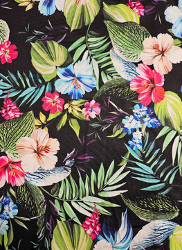 Koszulka tankini Flora P-3B (24) czarna z kwiatami