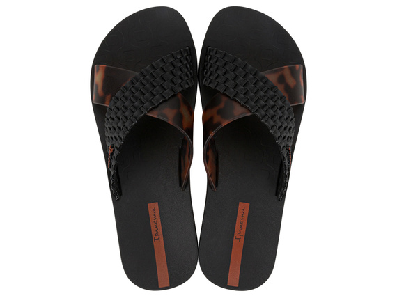 Klapki damskie Sense Slide czarno-brązowe (szylkretowe)