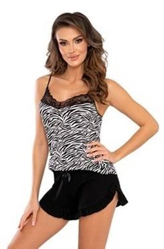 Piżama Zebra Top 1/2 Black