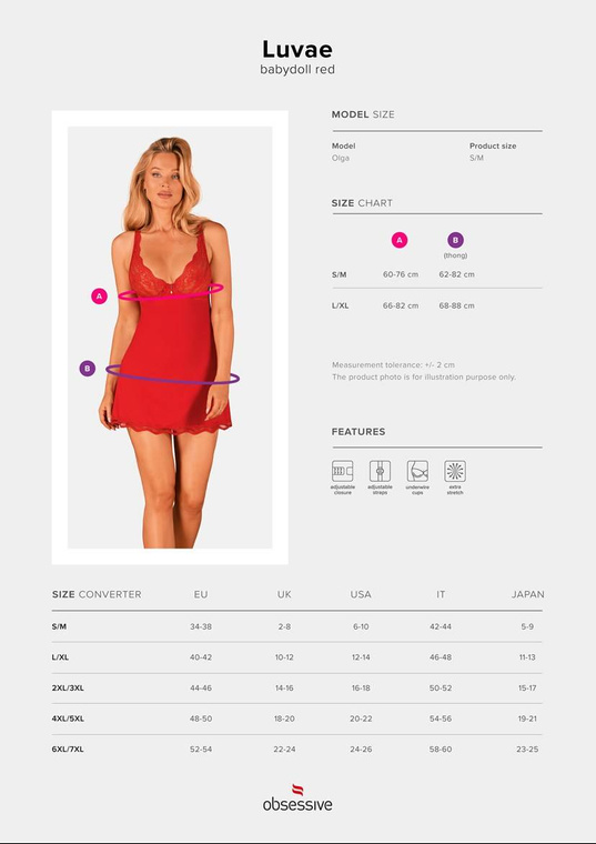 Koszulka Luvae Babydoll Czwerwona + stringi GRATIS!