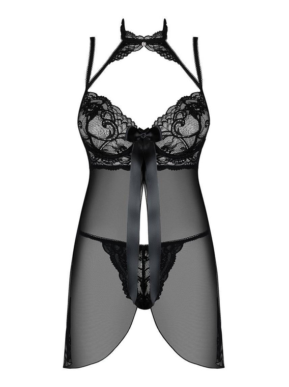 Koszulka Elizenes Babydoll Czarna + stringi GRATIS!