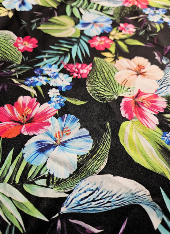 Koszulka tankini Flora P-3B (24) czarna z kwiatami