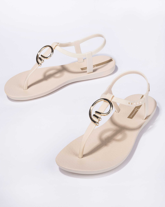 Sandały damskie Class Stylish beżowo-złote (BF492)