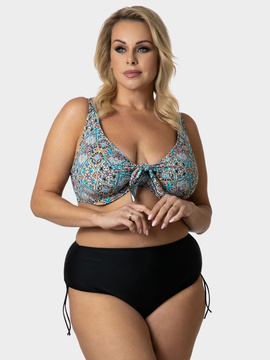 Kostium kąpielowy Matylda P-615K (44) czarno-turkusowo-wielokolorowy (komplet)