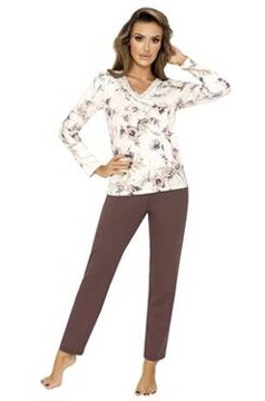 Piżama Belinda Long Ecru